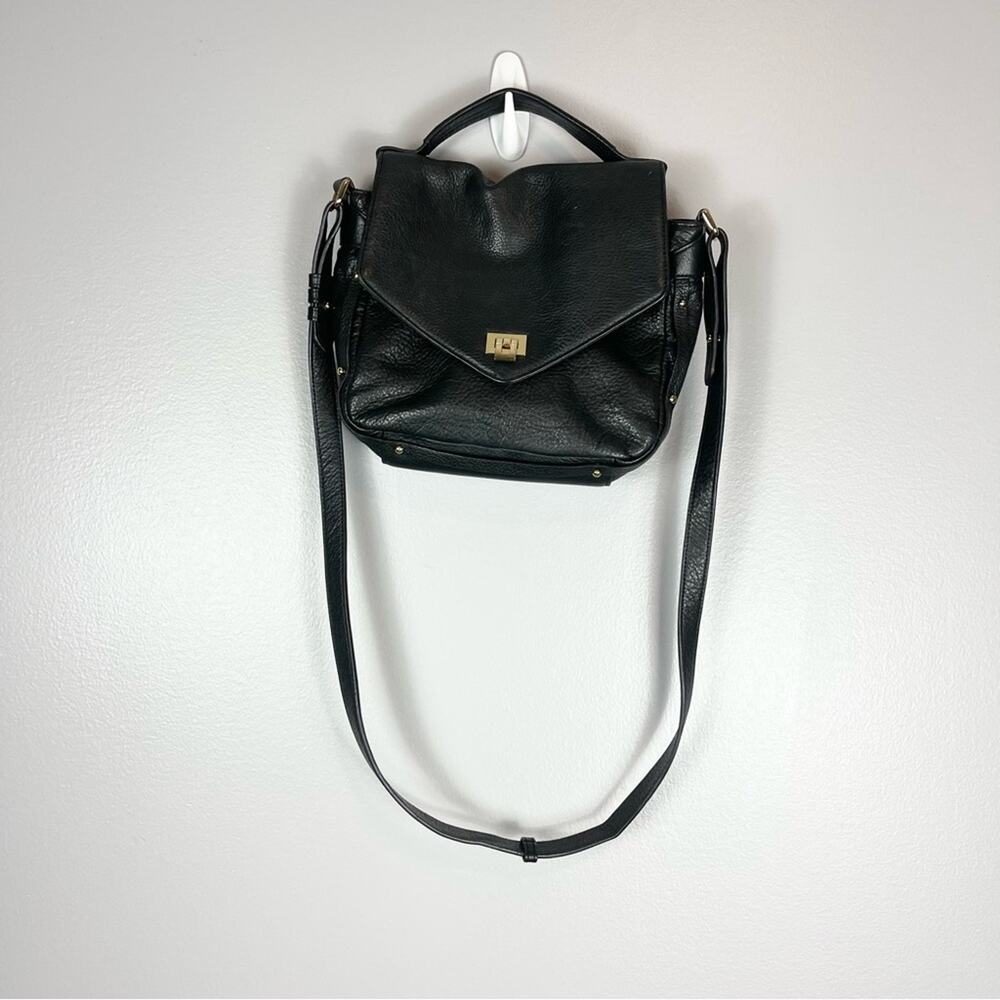 Mary Lai Leather Shoulder Crossbody Bag Front Flap Black - Picture 2 of 11